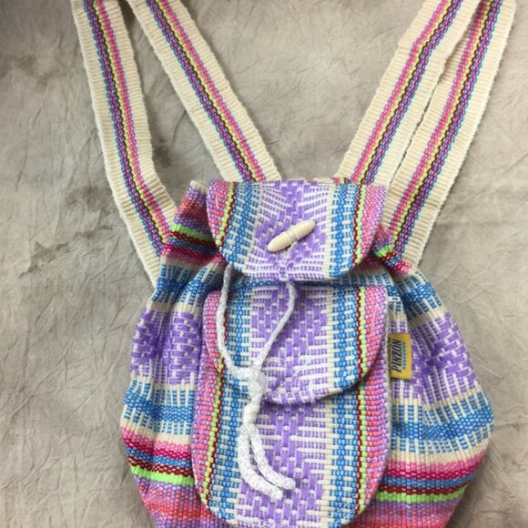 Pinzon Backpack Colorful Woven Fabric Rainbow Pride Pocket Soft Made in Mexico - Picture 4 of 14